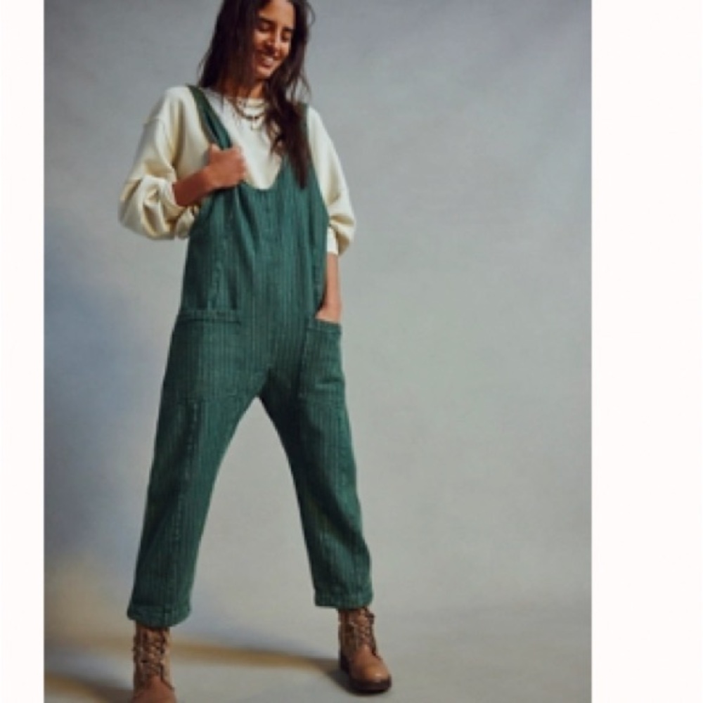 Green Striped Overalls
